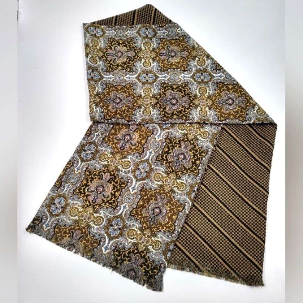 Men's Formal Long Fringe Polka Dots Stripes Vintage Reversible Stunning!